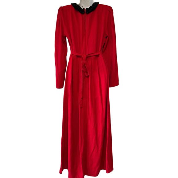 J.B.S.LTD. Red Holiday Evening Dress, Christmas Red/Blk Velvet Collar,Women’s 10 - Picture 5 of 8